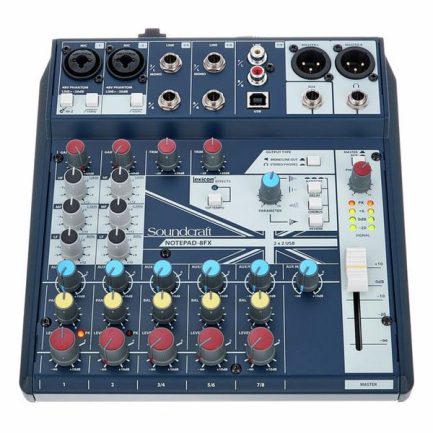 Mixer audio Soundcraft Notepad-8FX a 8 canali con Low-Cut e equalizzatore a 3 bande