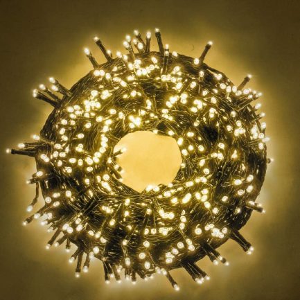 Catena Luminosa di Natale 500 LED 8 giochi di Luce per Decorazioni Natalizie in Interno ed Esterno a Luce Calda