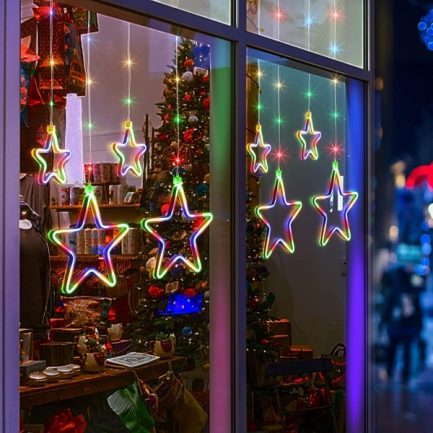 Tenda Luminosa Stelle di Natale Flex-Neon RGB 3 Metri con 8 giochi luce uso interno/esterno - immagine 5